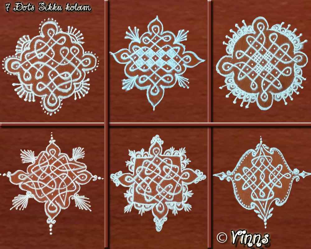 Collection of 7 Dots Kolam – Beginner, Apartment Kolams | Vinns Kolam