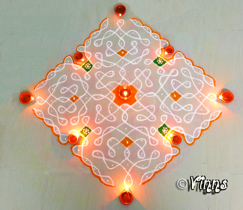 Sikku Kolam -160, Karthigai deepa kolam | Vinns Kolam