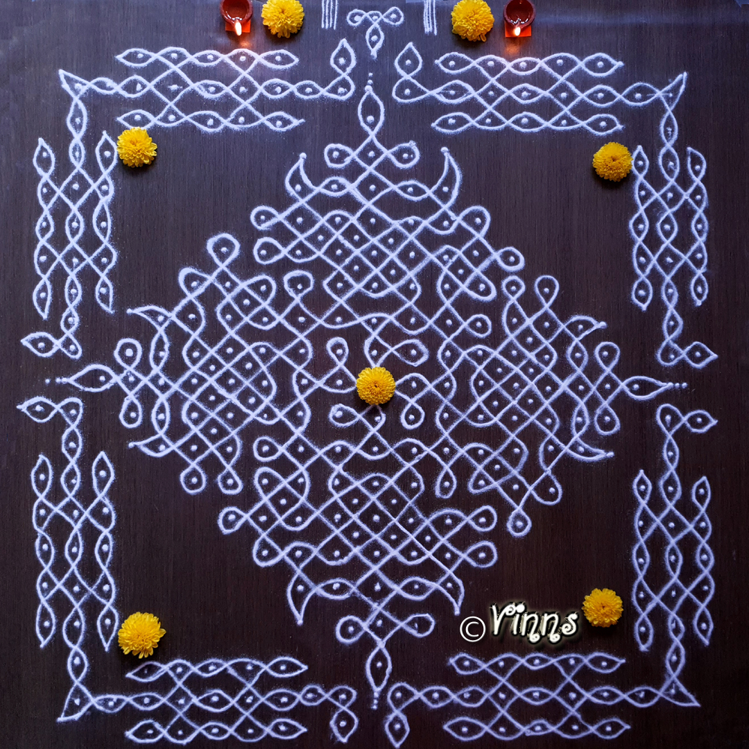 Margazhi Kolam -4 || 17 dots Sikku Kolam || Dhanurmasa Muggulu ...