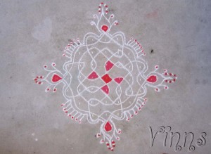 Sikku kolam in red