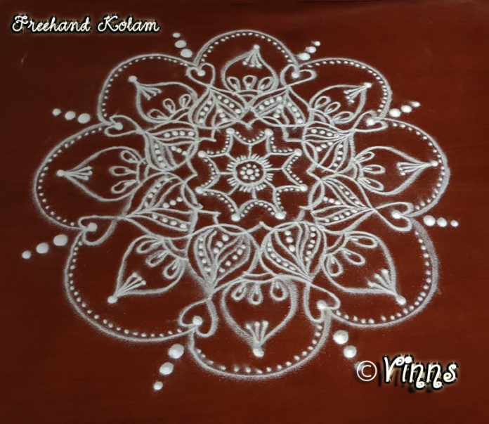 Freehand Kolam || Dotless Muggulu || Rangoli In White