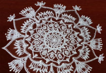 Freehand Lotus Kolam || Chukkaleni Muggulu || Dotless Big Rangoli in White