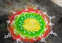 simple kolam, new design, daily kolam, colour kolam