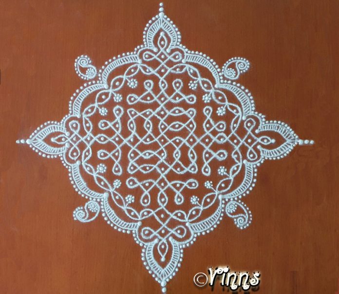 15 dots kolam, daily kolam, chinna kolam, new design