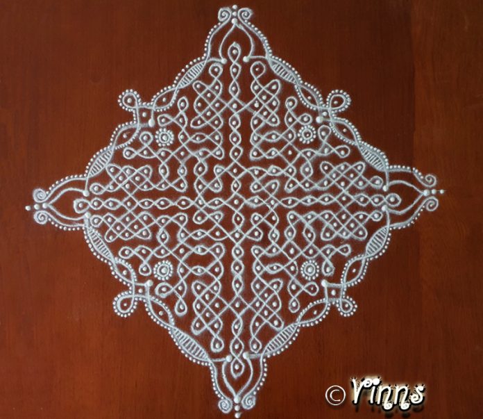 Big sikku kolam. margazhi kolam, sikku kolam, kambi kolam, neli kolam, daily kolam, new design