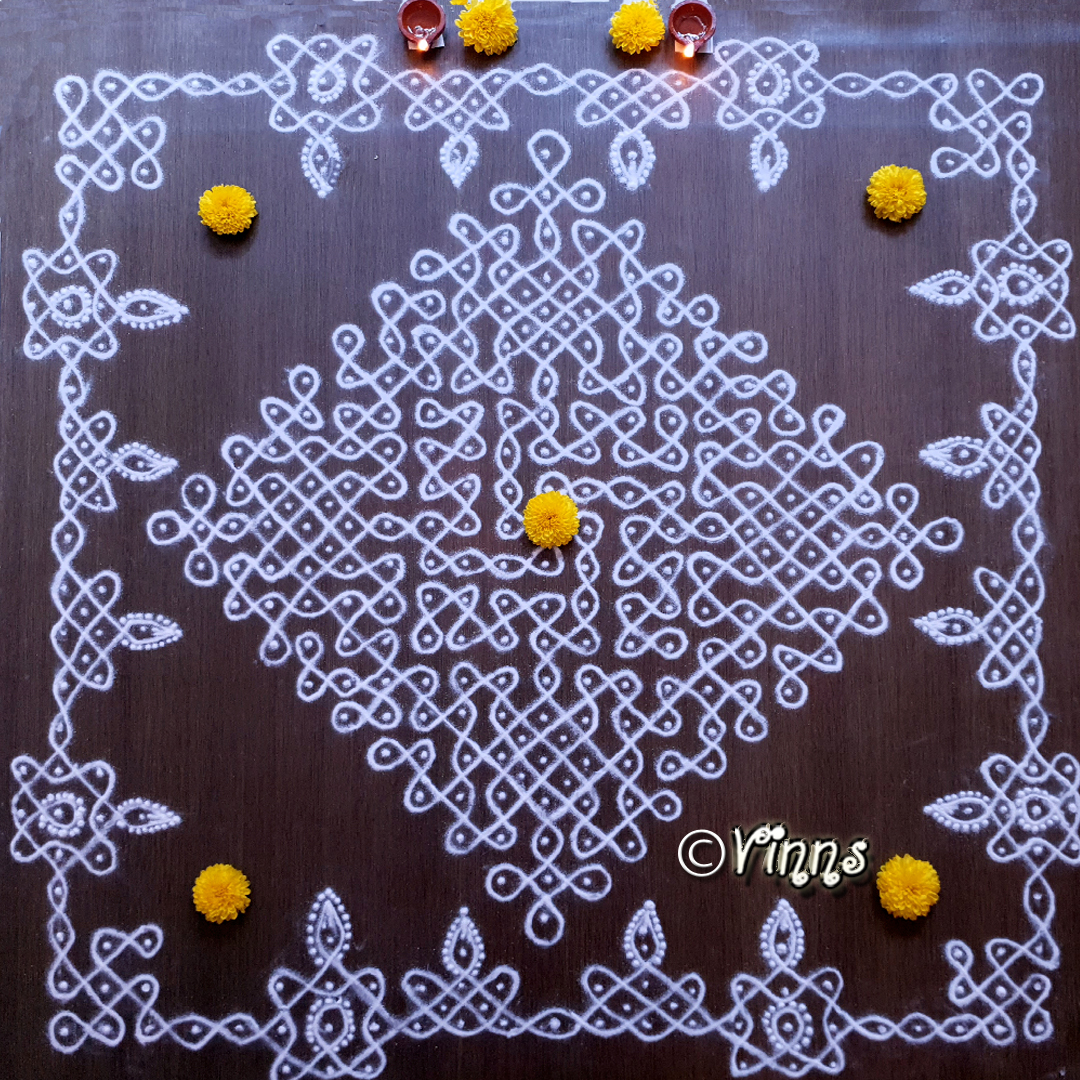 21 dots Margazhi kolam || Sikku Kolam | Vinns Kolam