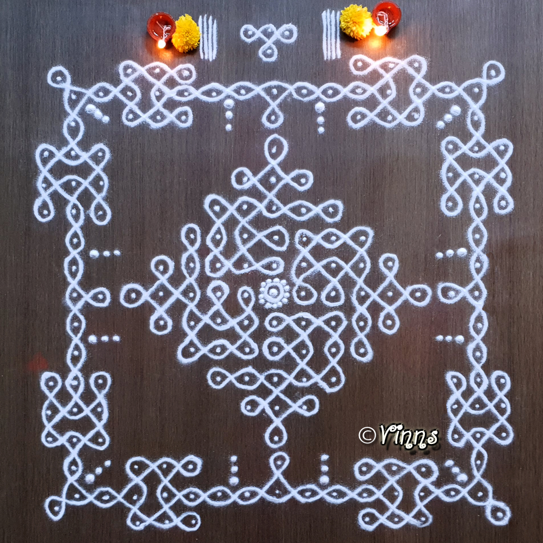 11 Dots Sikku Kolam || Kolam Series || Bikki Kolam -2 | Vinns Kolam